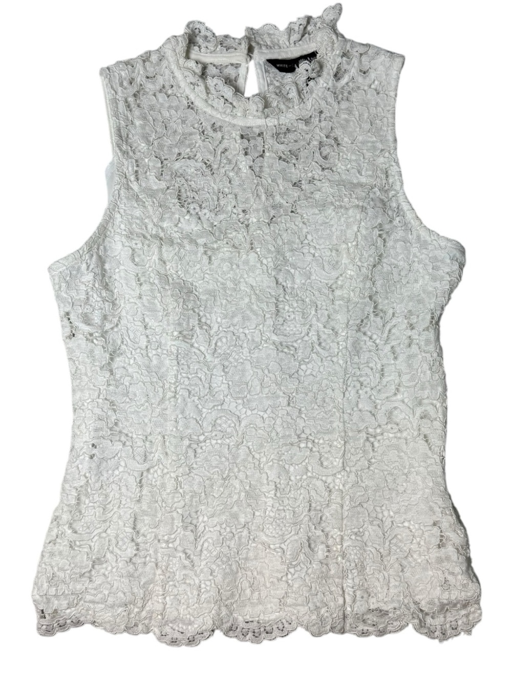 White House Black Market White Lace Sleeveless Mock Neck Top - Picture 5 of 10